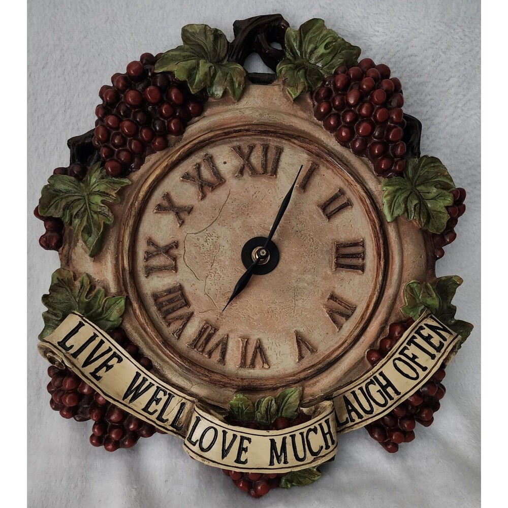 Live, Love, Laugh Grapes Wall Clock- Battery operated